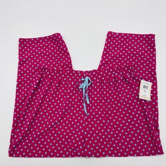Goodnight Kiss Womens Plus Size 1X Dot Printed Fleece Pajama Pants in Pink Blue - Picture 2 of 6
